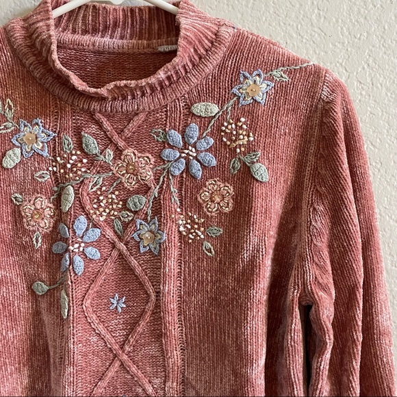 Vintage Pink Grandma Chenille Sweater Size Small - Picture 5 of 7